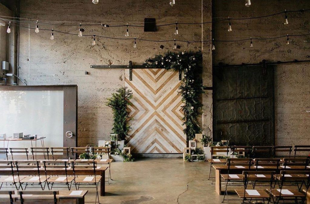 wedding reception setup at the industrial luce loft in san diego