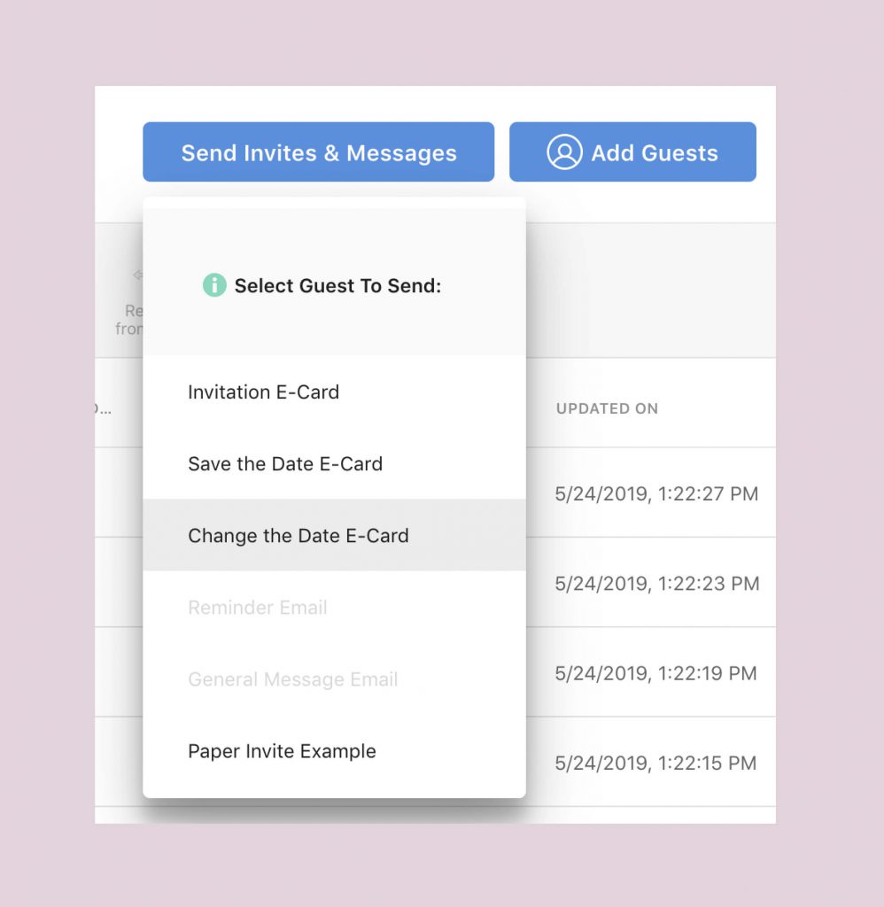 Image of selecting 'change the dates' in Joy message feature