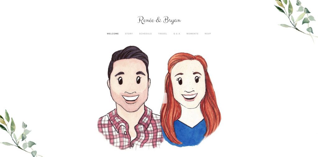 wedding website example with portraits