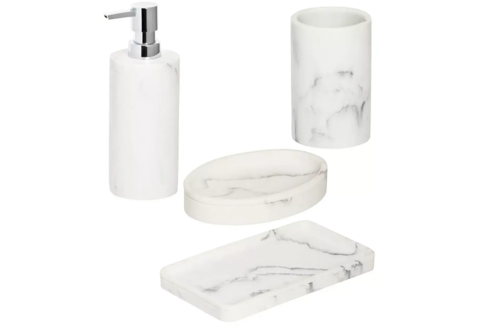 Honey-Can-Do 4-Piece Marble Bath Accessory Set