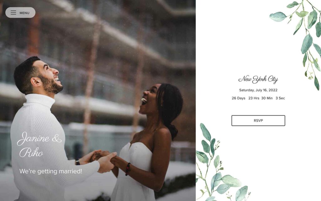 Botanical geo wedding website example