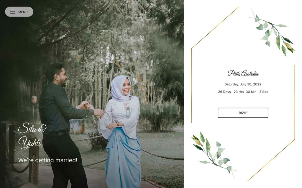 Garden window wedding website example