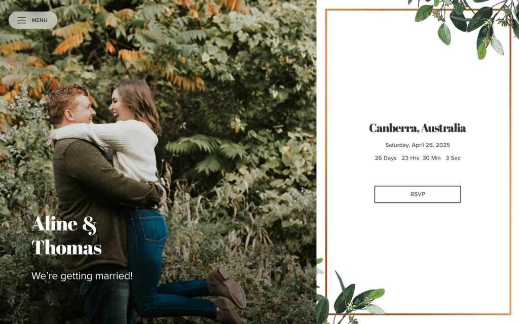 Garden Estate wedding website example