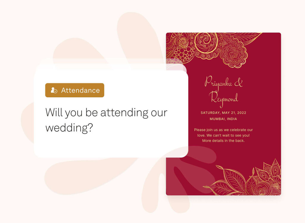 Joy digital wedding invitation with rsvp option
