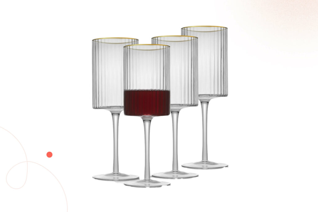 JoyJolt Christian Siriano Optic Gold Rim Red Wine Glasses