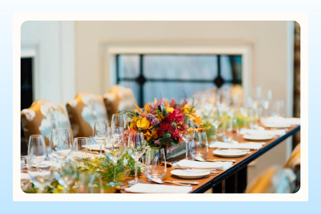 elegant table setting with floral centerpiece