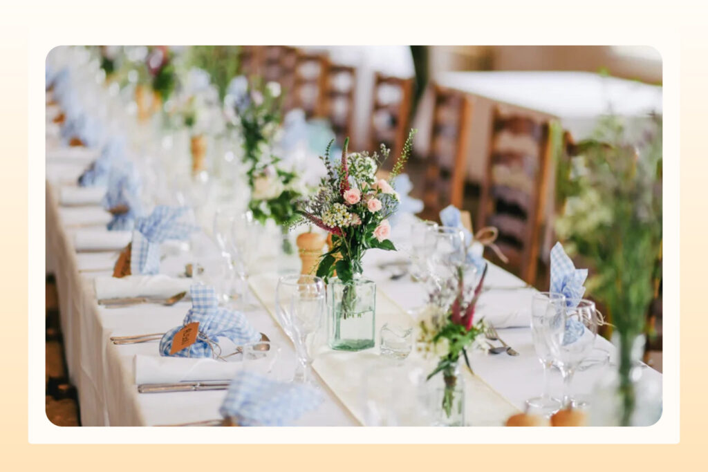 wedding table setting at a venue