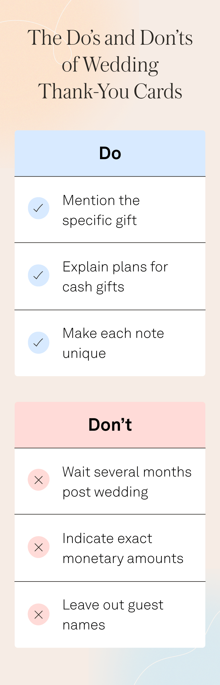 dos and donts list of wedding thank you card etiquette